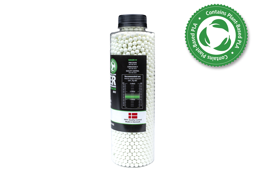 Bolas Tracer Alpha Blaster PLA 0.25g Verdes 3300 BBs – Precisión y visibilidad nocturna