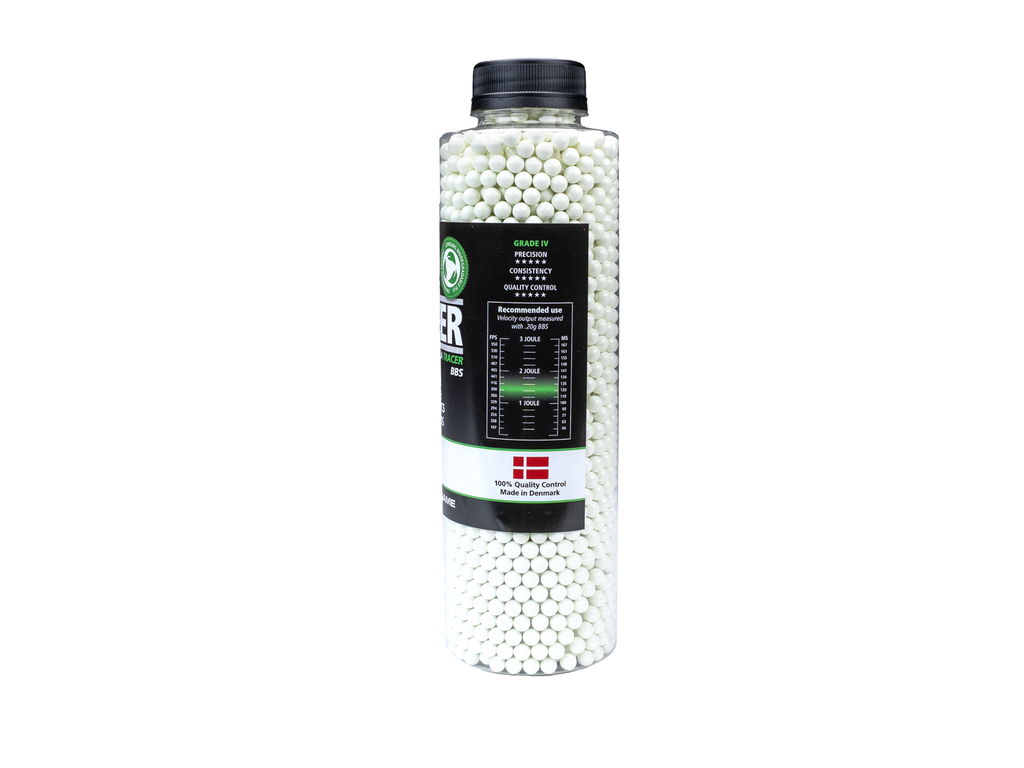 Bolas Tracer Alpha Blaster PLA 0.28g Green 3300 BBs – Precisión y estabilidad