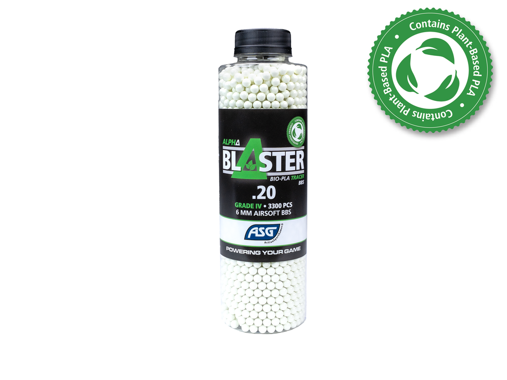 Bolas Tracer Alpha Blaster PLA 0.20g Verdes 3300 BBs – Máxima visibilidad y precisión