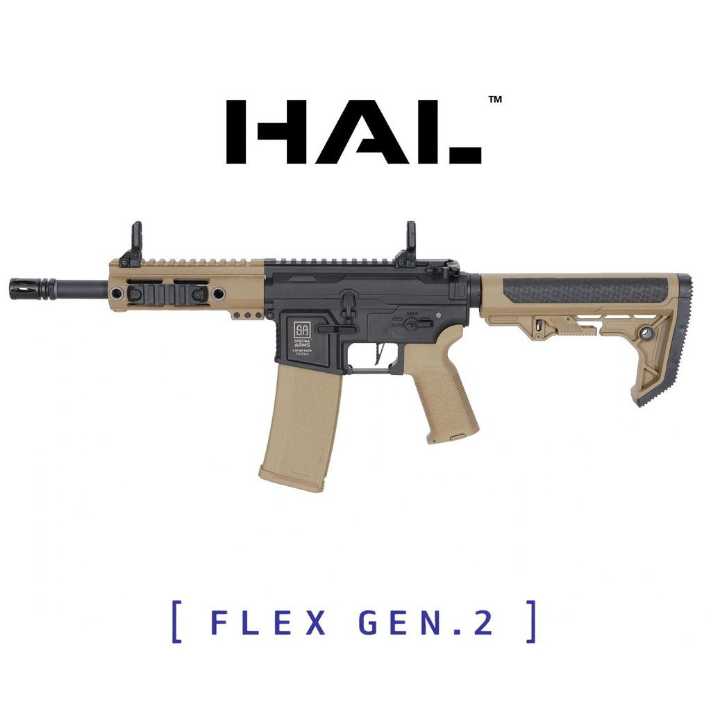 FUSIL SPECNA ARMS SA-F04-RL FLEX GEN.2 BLDC™ HAL ETU BRUSHLESS LIGHT OPS STOCK NEGRO-TAN