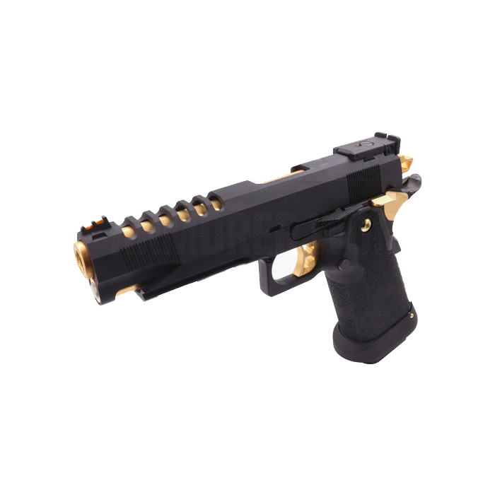 Pistola GBB AW Custom Hi-Capa 5.1 HX2701 Full Negro y Dorado – Gas y CO₂