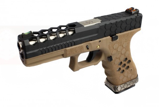 [PG41113] Pistola GBB AW Custom VX0111 hex cut Tan/Negro – Gas
